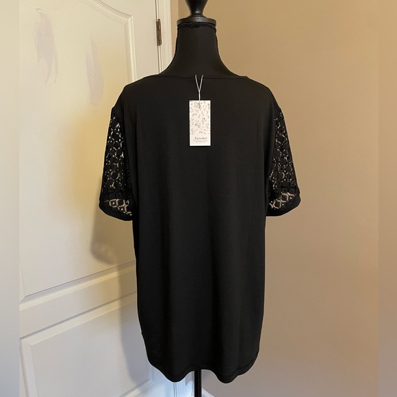 Automet Women's Casual Chic Black Pullover Top Lace Sleeves Size 2XL NWT Boho - Picture 5 of 9